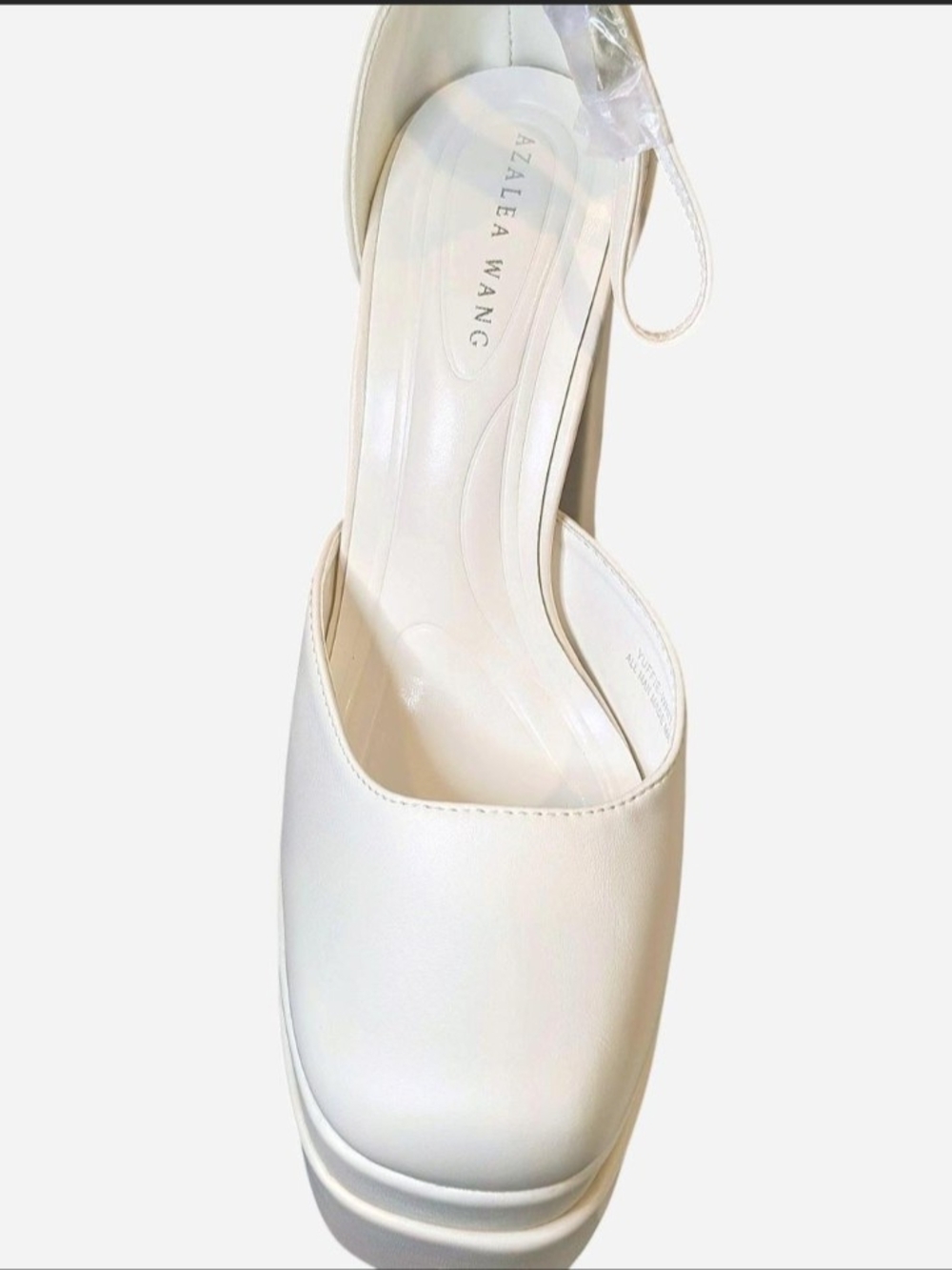 Azalea Wang Yuffie White Platform Sandal — Women’s Chunky Ankle-Strap Heel - Picture 4 of 6